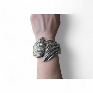 new directions Silver Tone Leaf Cuff Bracelet